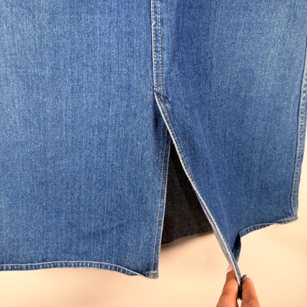 N'Est Ce Pas Kids Blue Denim Midi Skirt Medium‎ Wash High Waist Size 7/8 Vintage - Picture 2 of 9
